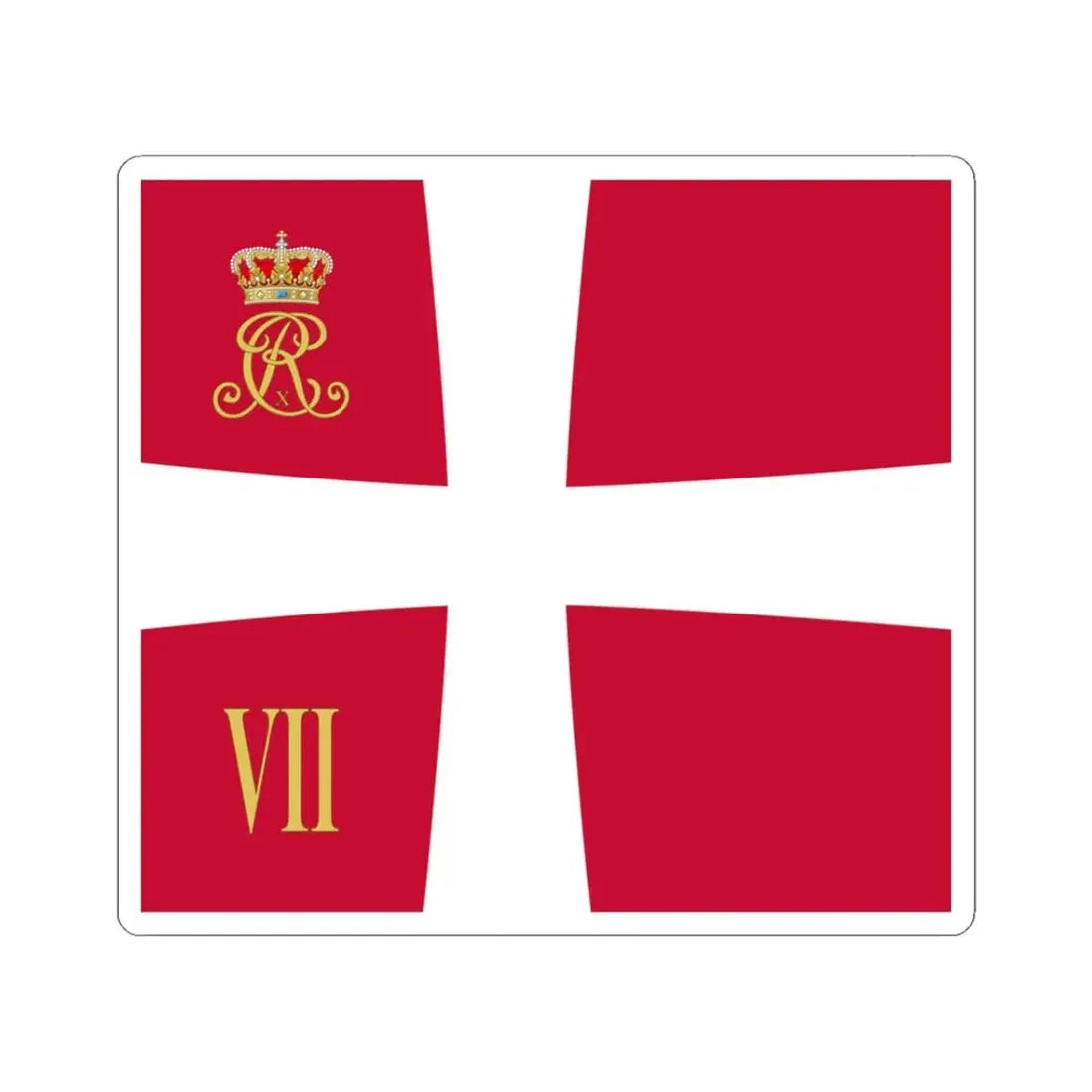 Regimental standard of 7 Battalion of Denmark 1912-1947 (Denmark) STICKER Vinyl Kiss-Cut Decal 3 Inch White - The Sticker Space