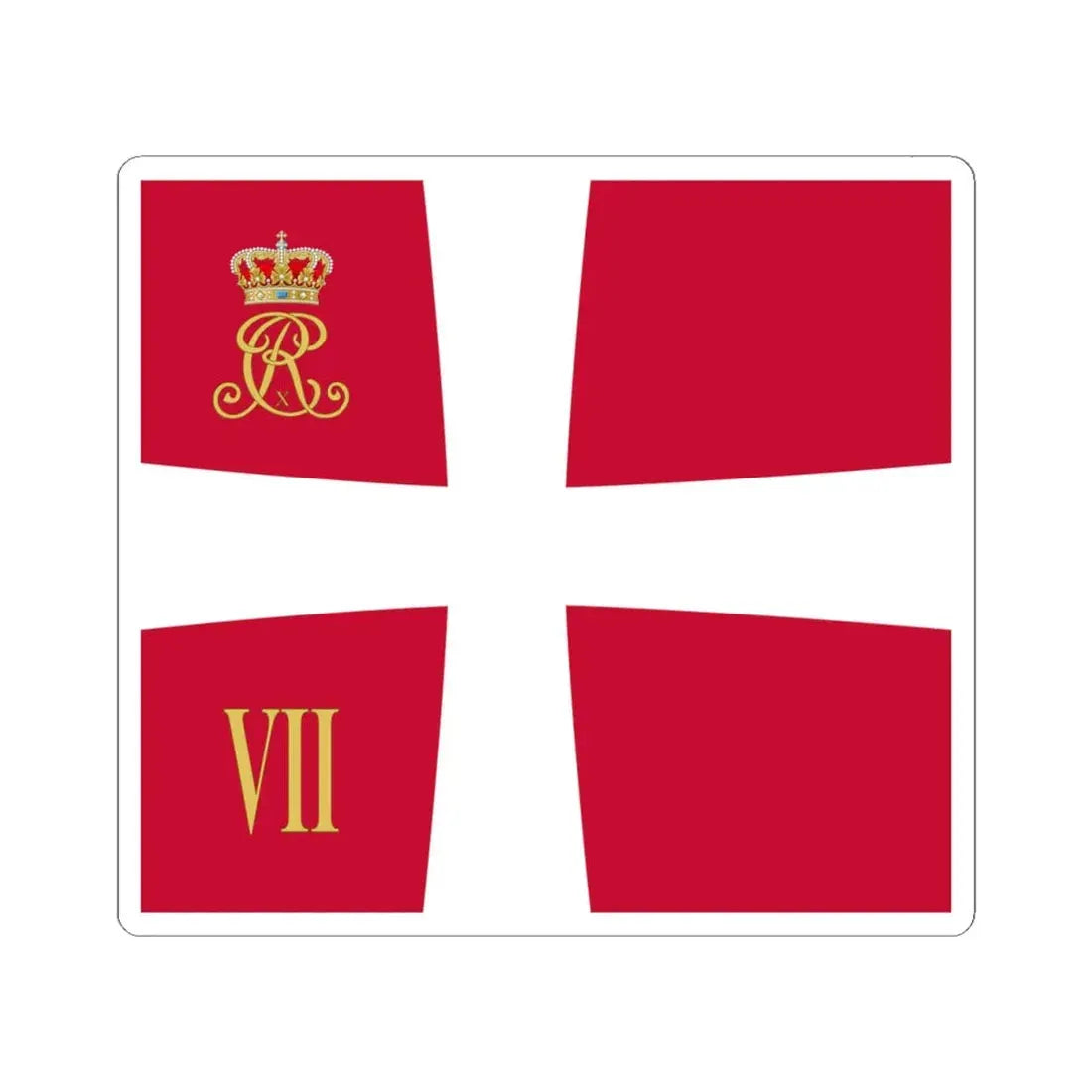 Regimental standard of 7 Battalion of Denmark 1912-1947 (Denmark) STICKER Vinyl Kiss-Cut Decal 4 Inch White - The Sticker Space