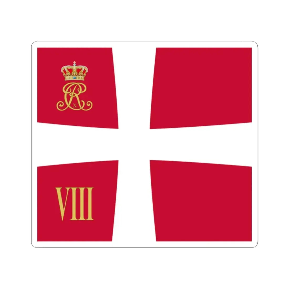 Regimental standard of 8 Battalion of Denmark 1912-1947 (Denmark) STICKER Vinyl Kiss-Cut Decal 2 Inch White - The Sticker Space