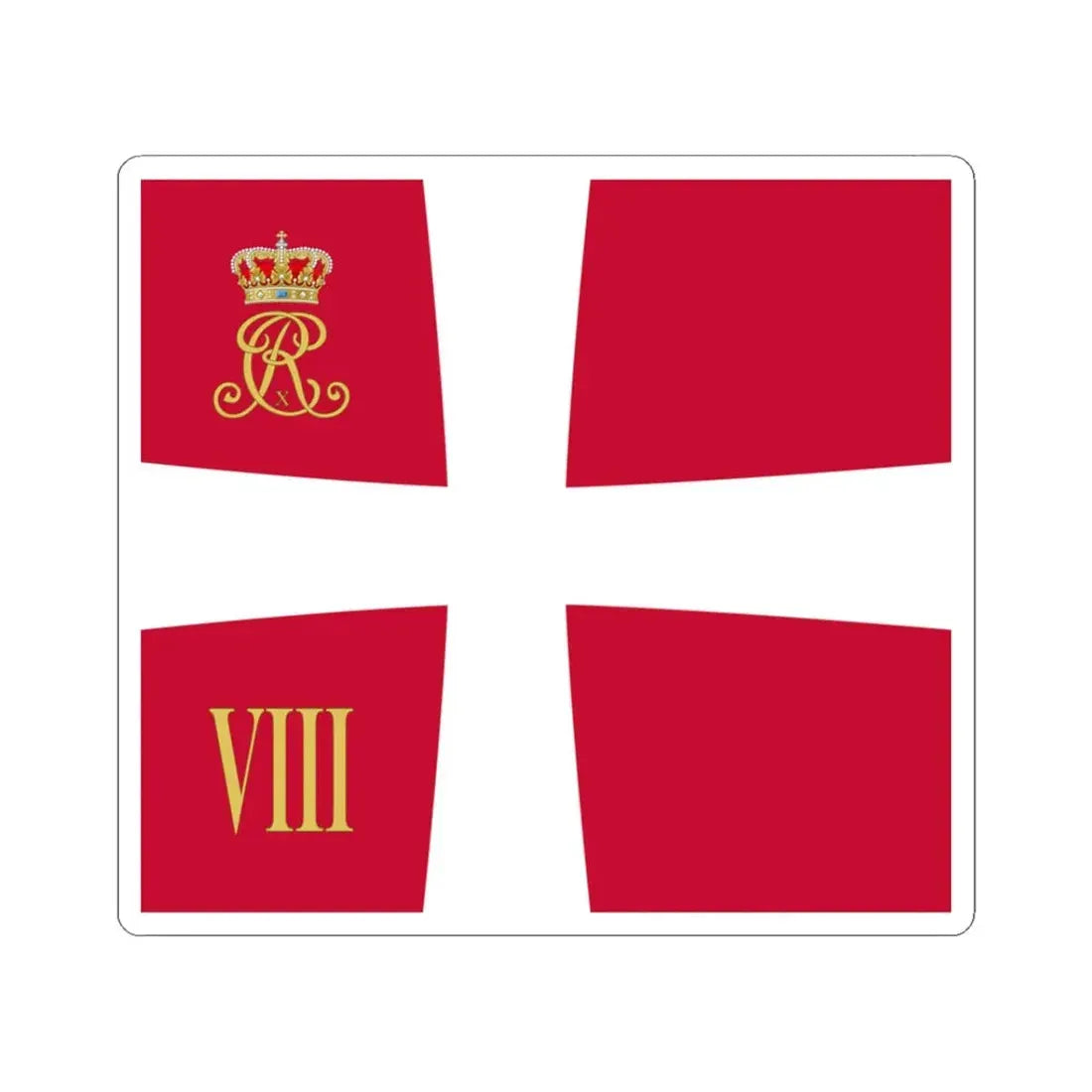 Regimental standard of 8 Battalion of Denmark 1912-1947 (Denmark) STICKER Vinyl Kiss-Cut Decal 3 Inch White - The Sticker Space