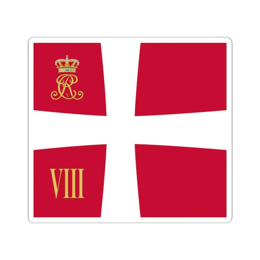 Regimental standard of 8 Battalion of Denmark 1912-1947 (Denmark) STICKER Vinyl Kiss-Cut Decal 4 Inch White - The Sticker Space
