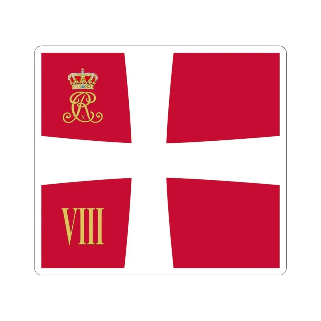 Regimental standard of 8 Battalion of Denmark 1912-1947 (Denmark) STICKER Vinyl Kiss-Cut Decal 6 Inch White - The Sticker Space
