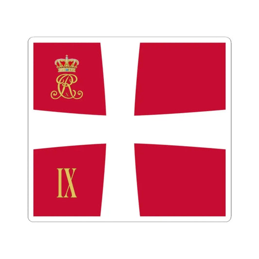 Regimental standard of 9 Battalion of Denmark 1912-1947 (Denmark) STICKER Vinyl Kiss-Cut Decal 2 Inch White - The Sticker Space