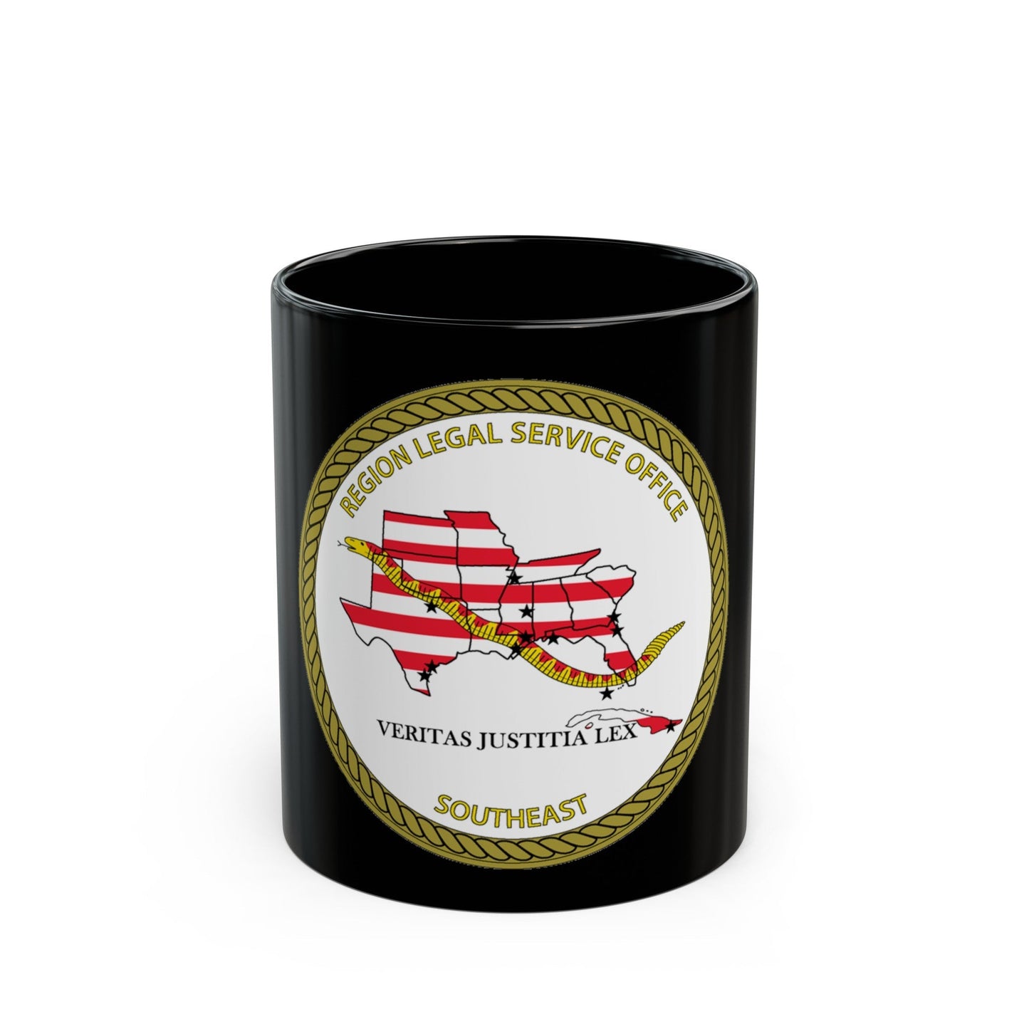 Region Legal Service Office Southeast (U.S. Navy) Black Coffee Mug-11oz-The Sticker Space