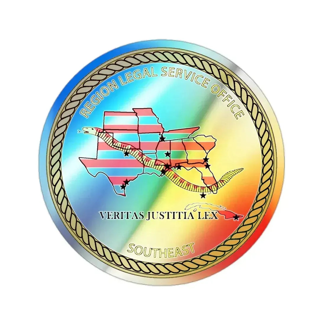 Region Legal Service Office Southeast (U.S. Navy) Holographic STICKER Die-Cut Vinyl Decal 2 Inch Holographic - The Sticker Space