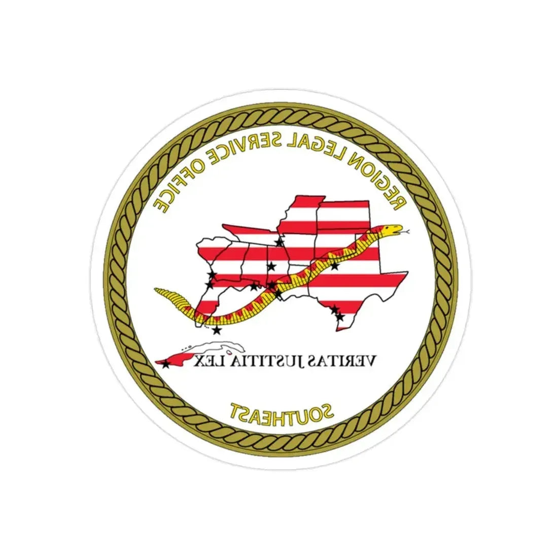 Region Legal Service Office Southeast (U.S. Navy) REVERSE PRINT Transparent Die-Cut STICKER 2 Inch Die-Cut Transparent - The Sticker Space