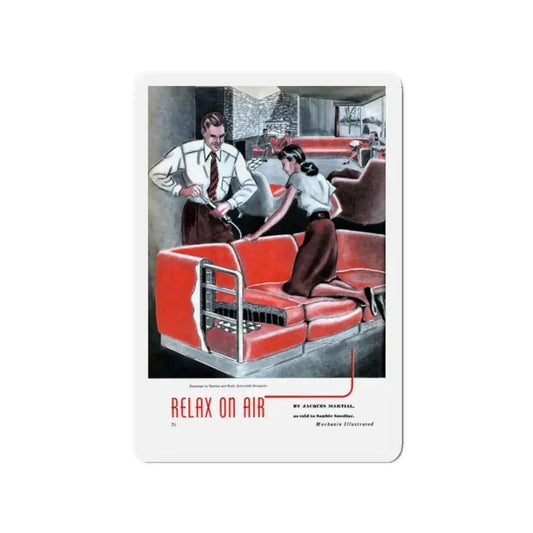 Relax On Air, Mechanix Illustrated, 1947 (Magazine Illustration) Refrigerator Magnet 2 Inch Die-Cut - The Sticker Space