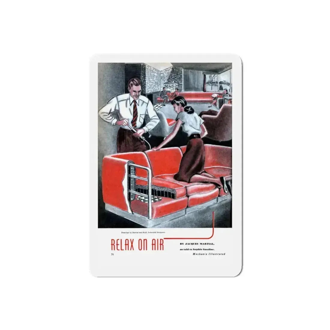 Relax On Air, Mechanix Illustrated, 1947 (Magazine Illustration) Refrigerator Magnet 5 Inch Die-Cut - The Sticker Space