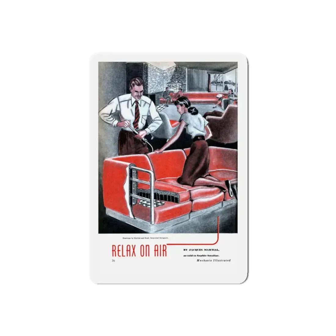 Relax On Air, Mechanix Illustrated, 1947 (Magazine Illustration) Refrigerator Magnet - The Sticker Space