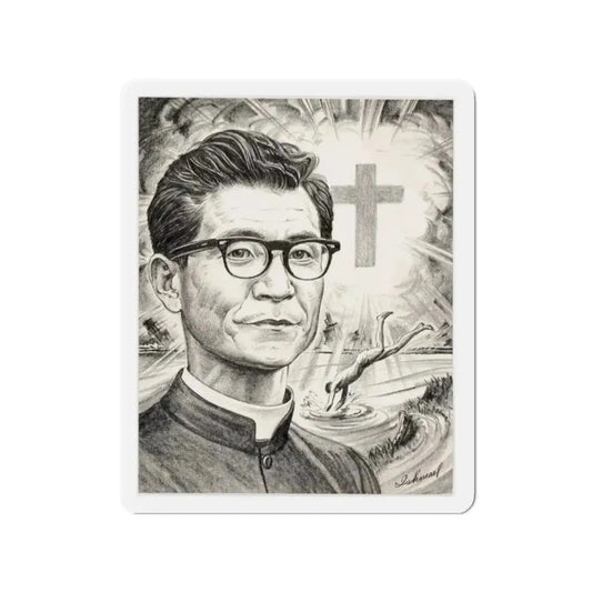 Religious Newspaper Illustration (AP Wire Service, c. 1940s) (Magazine Illustration) Refrigerator Magnet 2 Inch Die-Cut - The Sticker Space