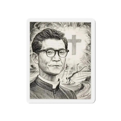 Religious Newspaper Illustration (AP Wire Service, c. 1940s) (Magazine Illustration) Refrigerator Magnet 3 Inch Die-Cut - The Sticker Space