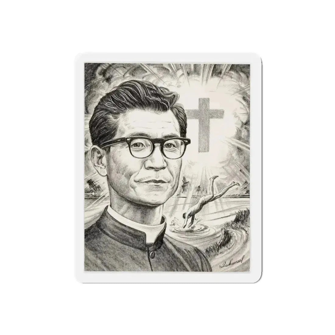 Religious Newspaper Illustration (AP Wire Service, c. 1940s) (Magazine Illustration) Refrigerator Magnet 4 Inch Die-Cut - The Sticker Space