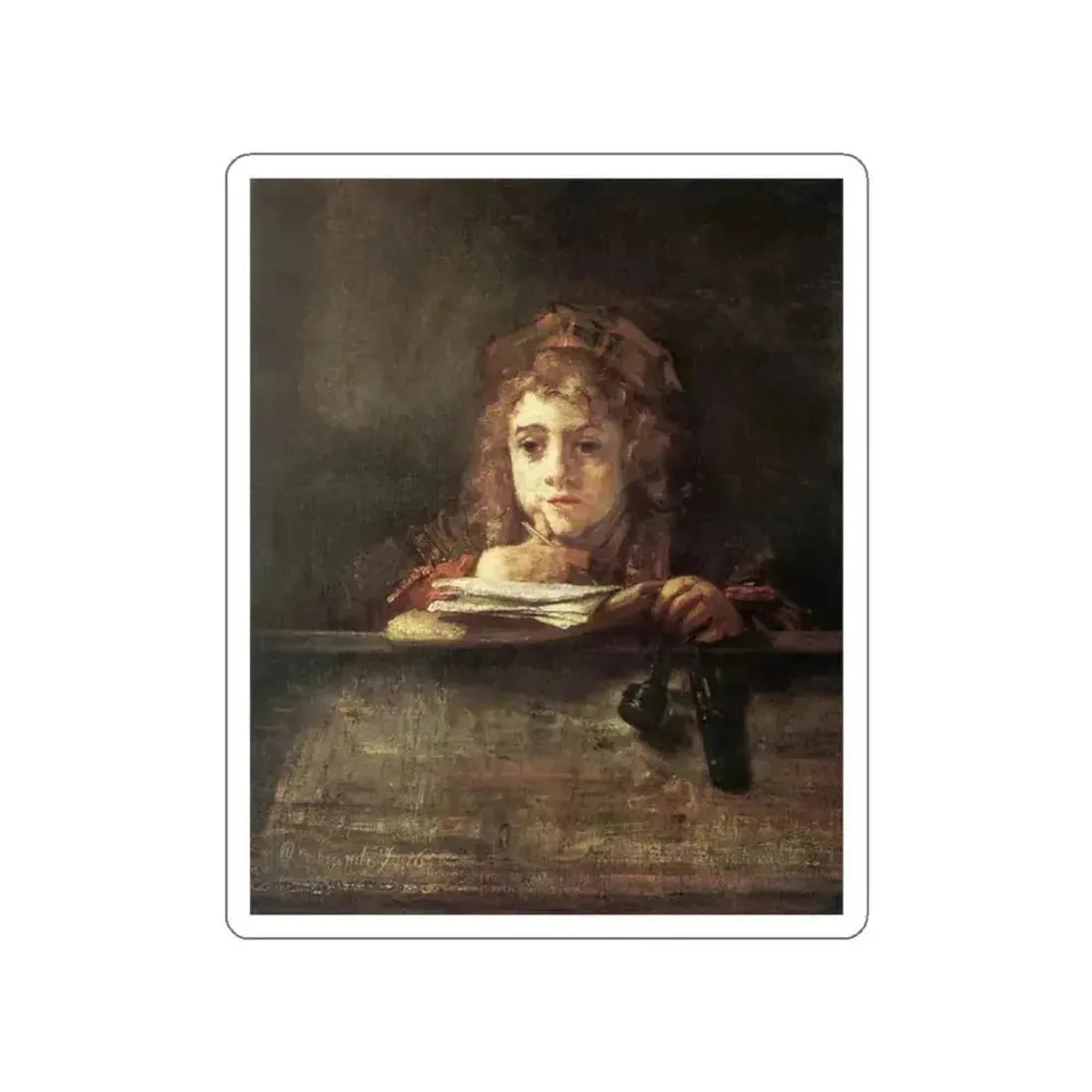 REMBRANDT Harmenszoon van RIJN - Titus (Artwork) STICKER Vinyl Die-Cut Decal White Die-Cut 2 Inch - The Sticker Space