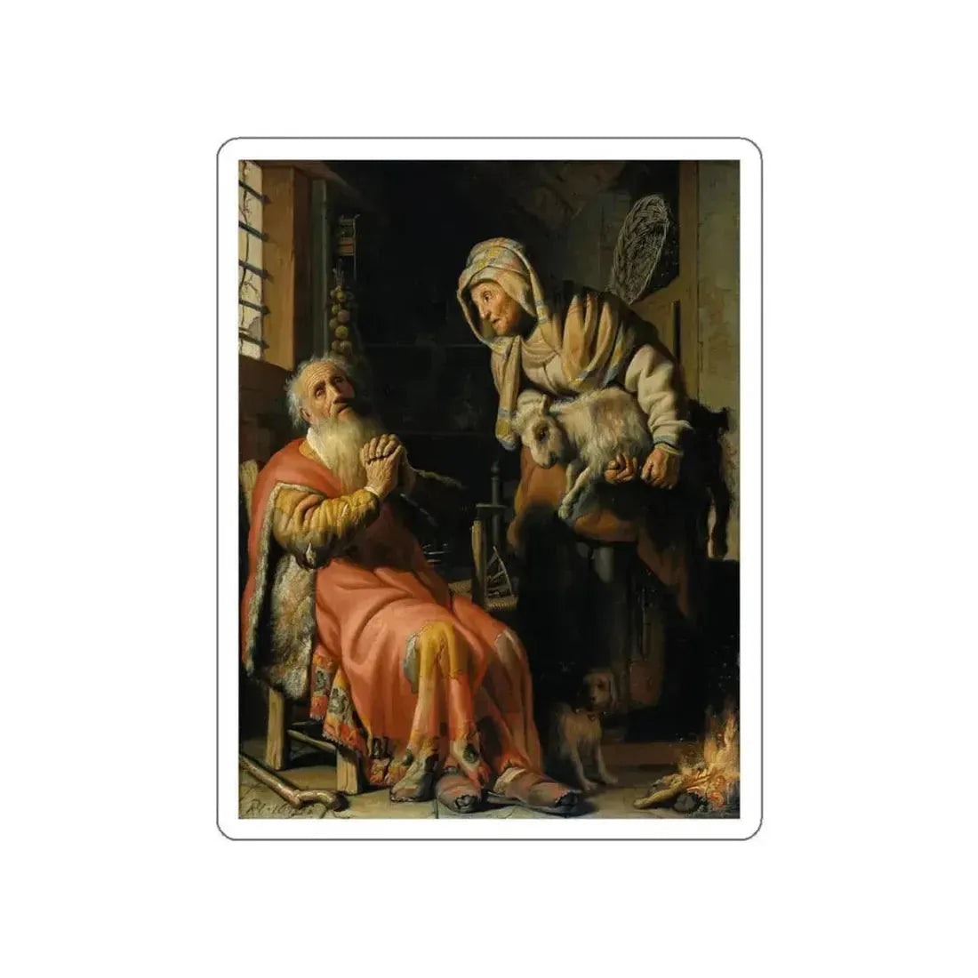 REMBRANDT Harmenszoon van RIJN - TobitandAnnawithaKid (Artwork) STICKER Vinyl Die-Cut Decal White Die-Cut 4 Inch - The Sticker Space