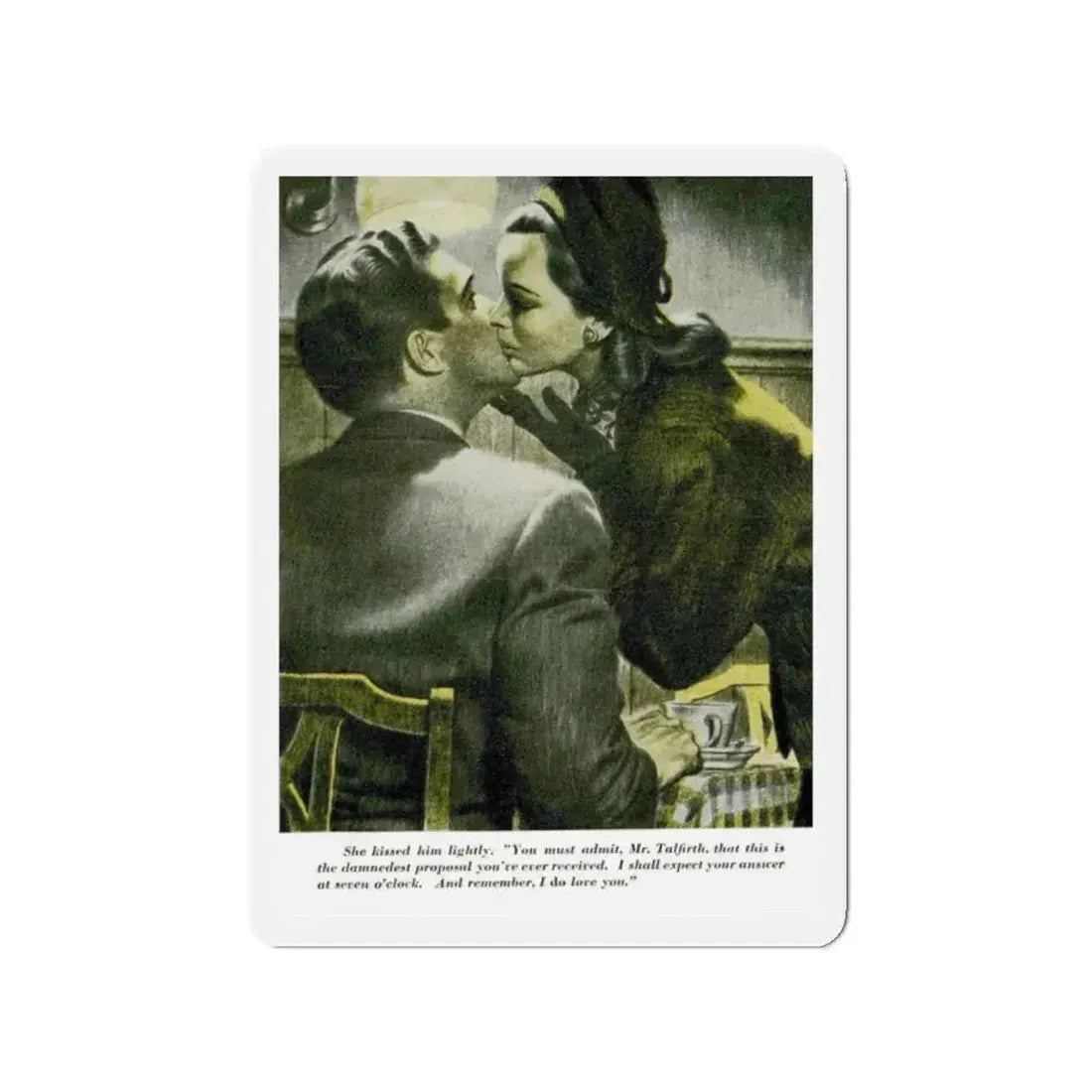 Remember, I Love You (2), Redbook, April 1947 (Magazine Illustration) Refrigerator Magnet 2 Inch Die-Cut - The Sticker Space