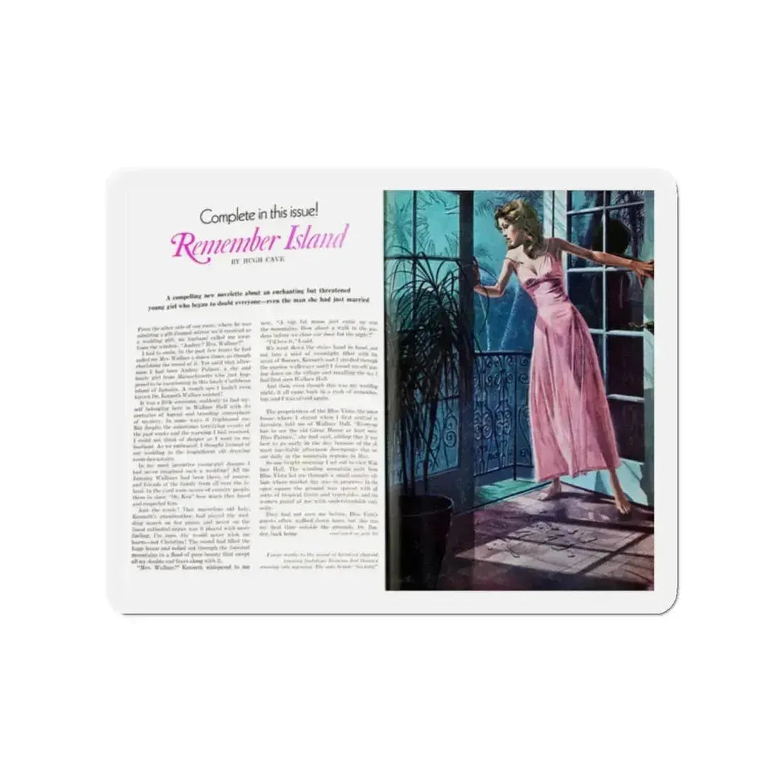 Remember Island, Good Housekeeping magazine, August 1974 (Magazine Illustration) Refrigerator Magnet 2 Inch Die-Cut - The Sticker Space