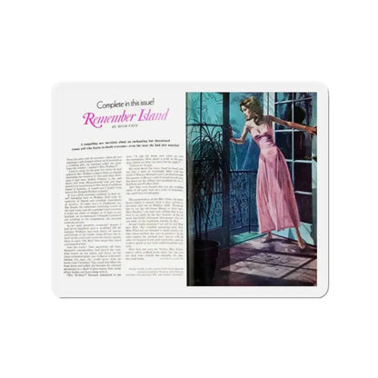 Remember Island, Good Housekeeping magazine, August 1974 (Magazine Illustration) Refrigerator Magnet 2 Inch Die-Cut - The Sticker Space