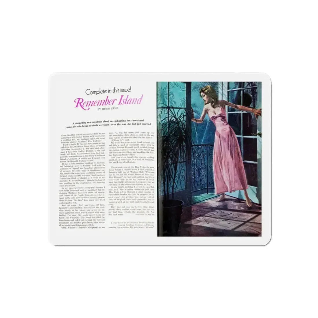 Remember Island, Good Housekeeping magazine, August 1974 (Magazine Illustration) Refrigerator Magnet 3 Inch Die-Cut - The Sticker Space