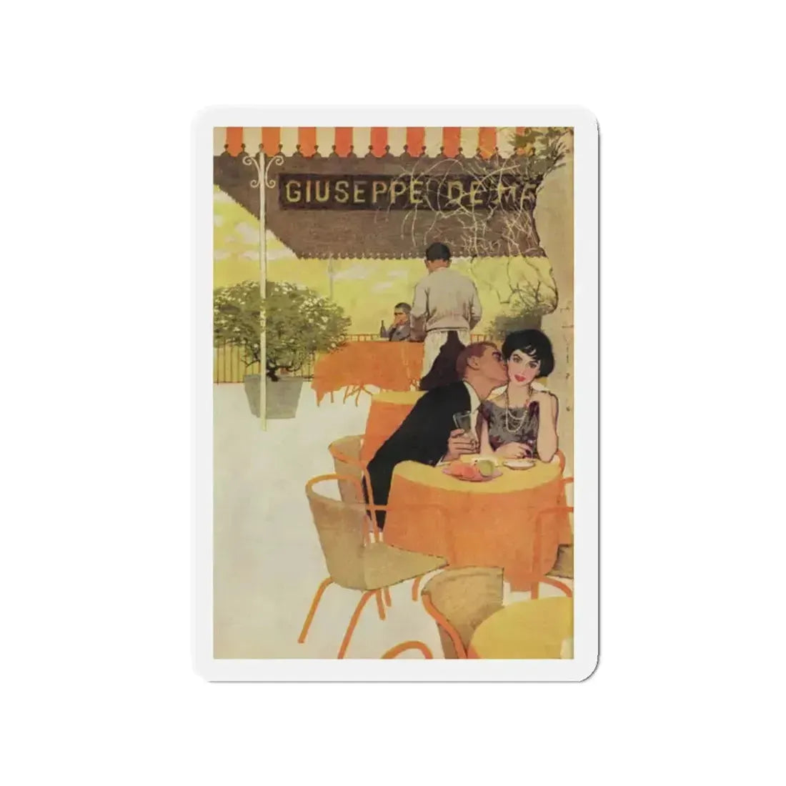 Rendezvous, Cosmopolitan illustration, June 1959 (Magazine Illustration) Refrigerator Magnet 2 Inch Die-Cut - The Sticker Space