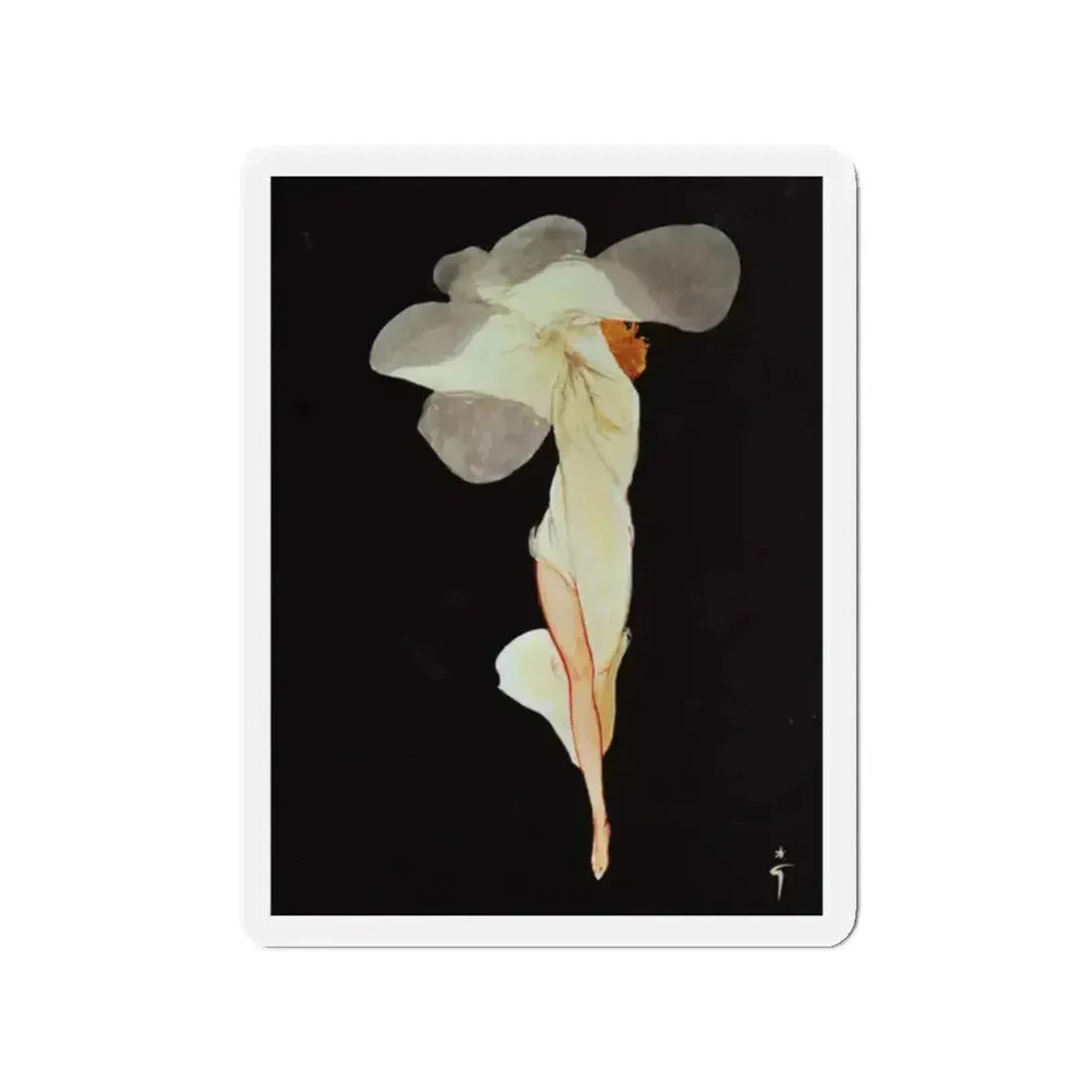 Rene Gruau art (Magazine Illustration) Refrigerator Magnet 2 Inch Die-Cut - The Sticker Space