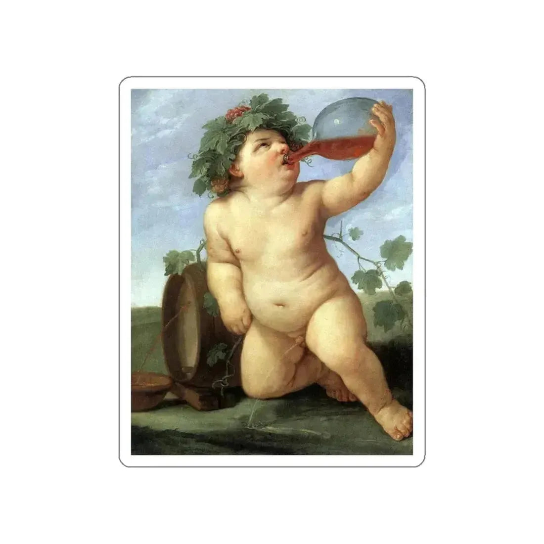RENI, Guido - Drinking Bacchus (Artwork) STICKER Vinyl Die-Cut Decal White Die-Cut 6 Inch - The Sticker Space