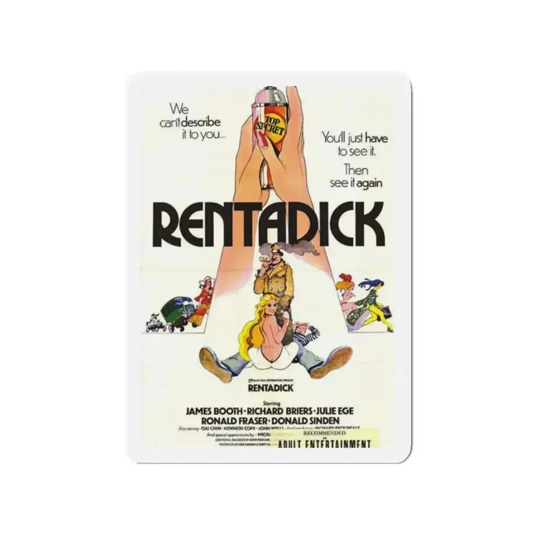 RENTADICK 1972 Movie Poster - Refrigerator Magnet 2 Inch Die-Cut - The Sticker Space