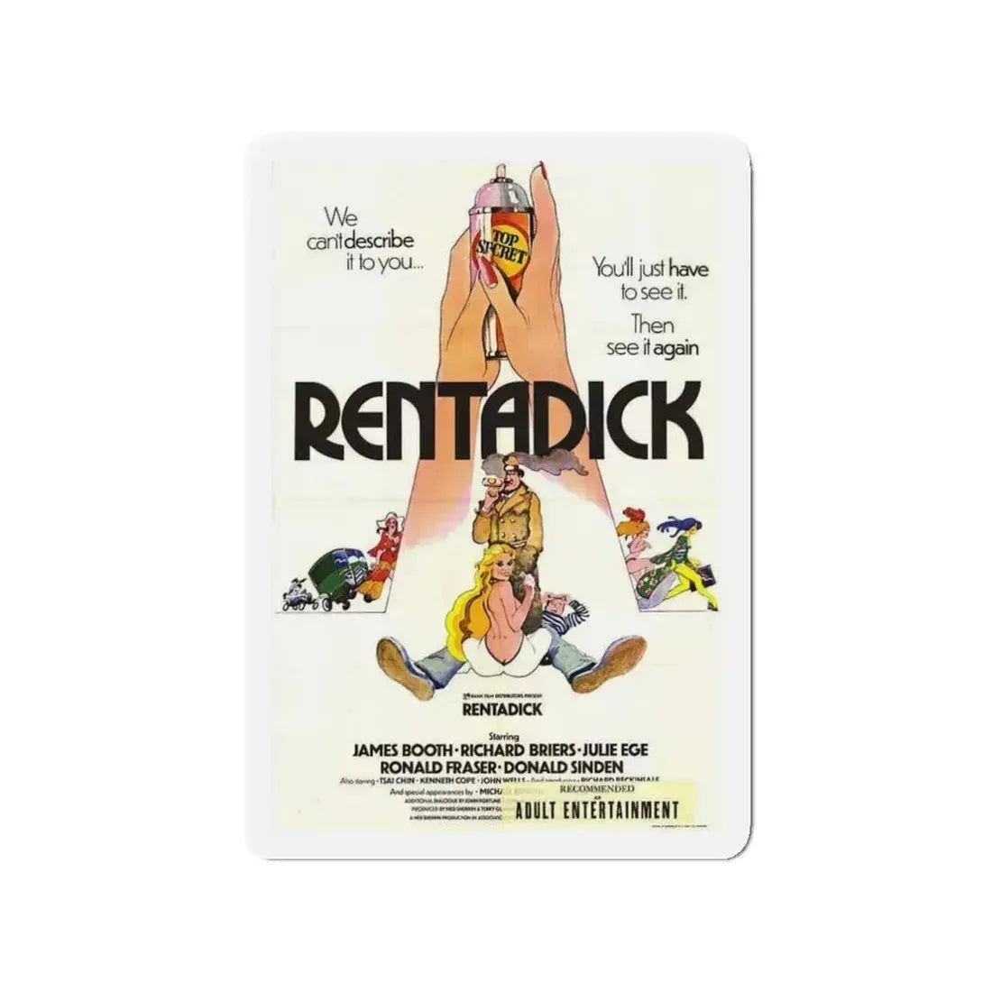 RENTADICK 1972 Movie Poster - Refrigerator Magnet 3 Inch Die-Cut - The Sticker Space