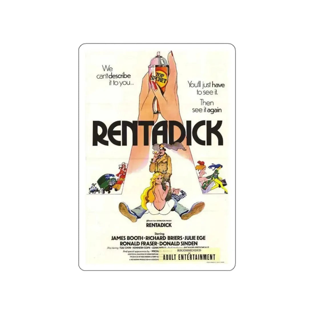 RENTADICK 1972 Movie Poster STICKER Vinyl Die-Cut Decal 3 Inch - The Sticker Space