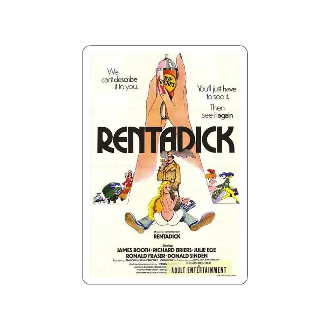RENTADICK 1972 Movie Poster STICKER Vinyl Die-Cut Decal 5 Inch - The Sticker Space