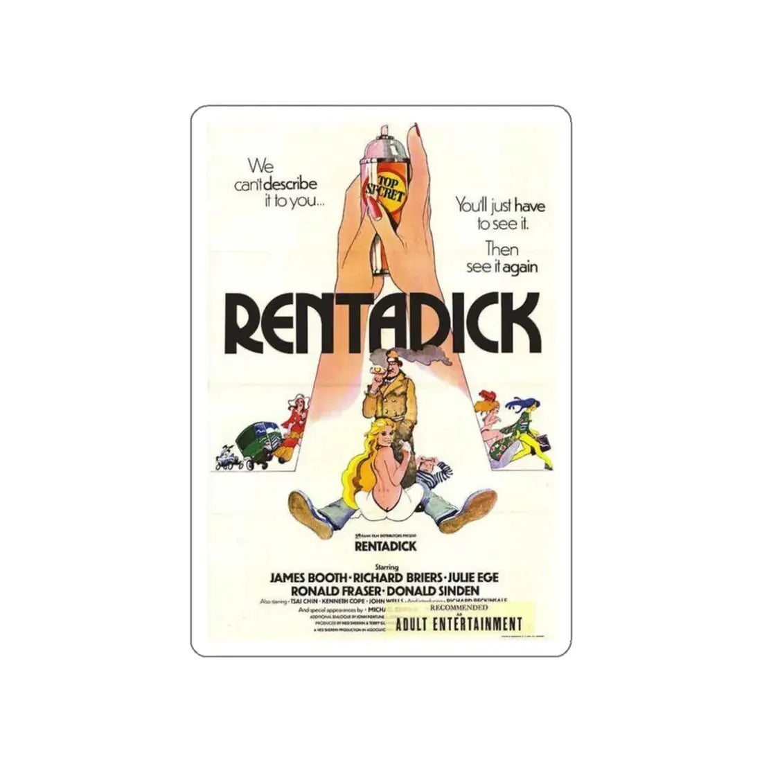 RENTADICK 1972 Movie Poster STICKER Vinyl Die-Cut Decal - The Sticker Space