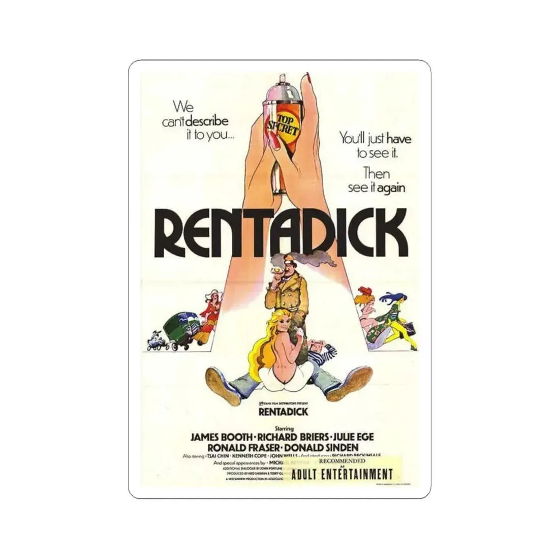 RENTADICK 1972 Movie Poster - STICKER Vinyl Kiss-Cut Decal 6 Inch White - The Sticker Space