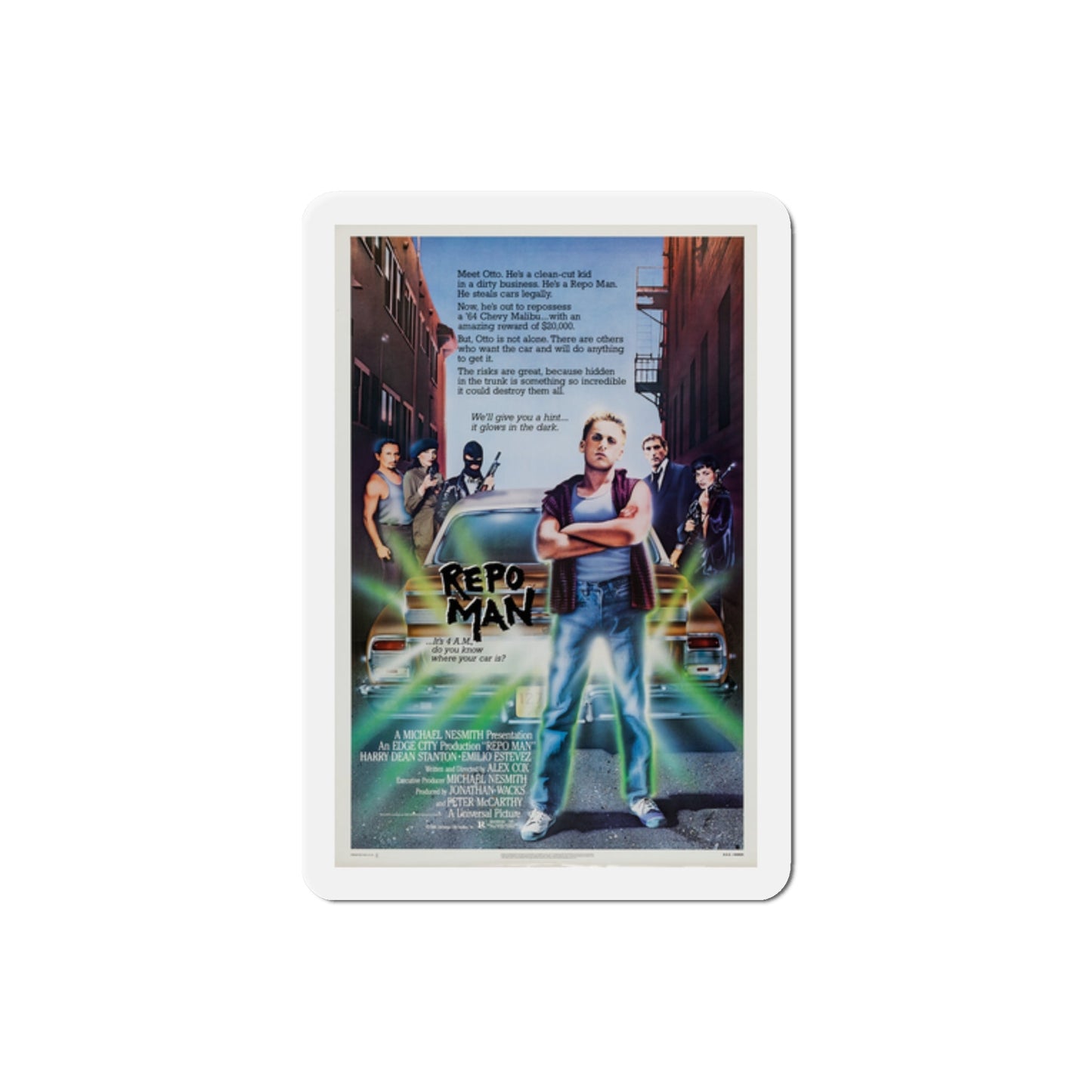 Repo Man 1984 Movie Poster Die-Cut Magnet-2" x 2"-The Sticker Space