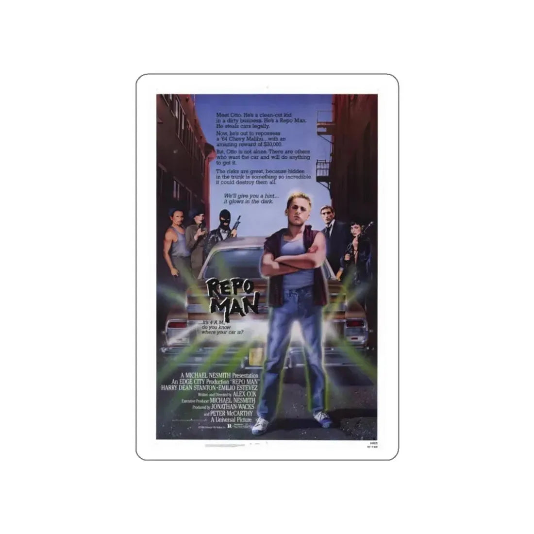 REPO MAN 1984 Movie Poster STICKER Vinyl Die-Cut Decal 3 Inch - The Sticker Space