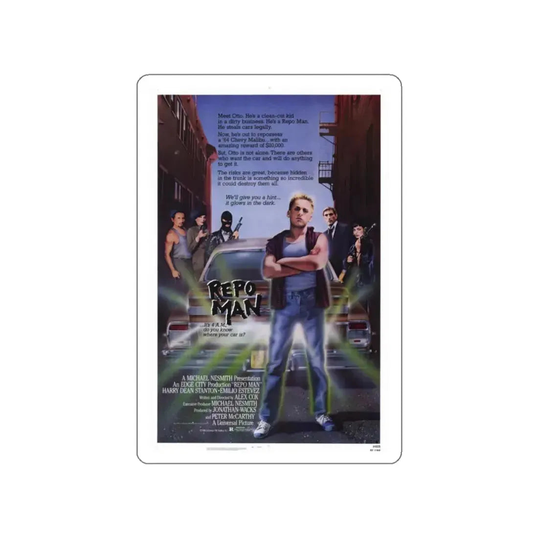 REPO MAN 1984 Movie Poster STICKER Vinyl Die-Cut Decal - The Sticker Space