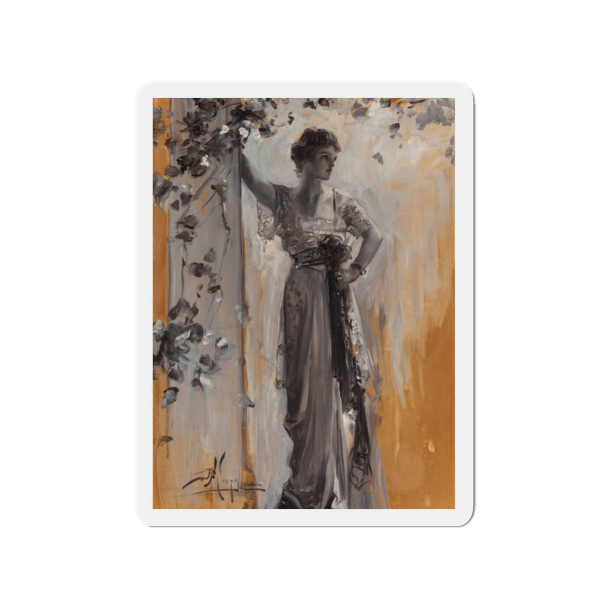 Repose in Garden, Circa 1900 (Magazine Illustration) Refrigerator Magnet-2 Inch-The Sticker Space