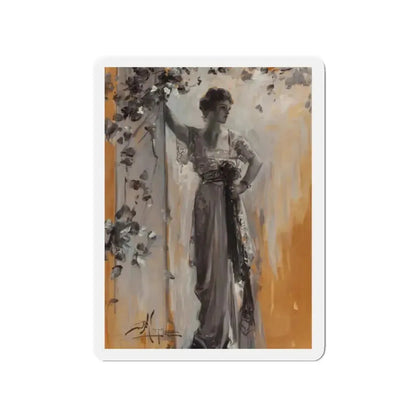 Repose in Garden, Circa 1900 (Magazine Illustration) Refrigerator Magnet 2 Inch Die-Cut - The Sticker Space