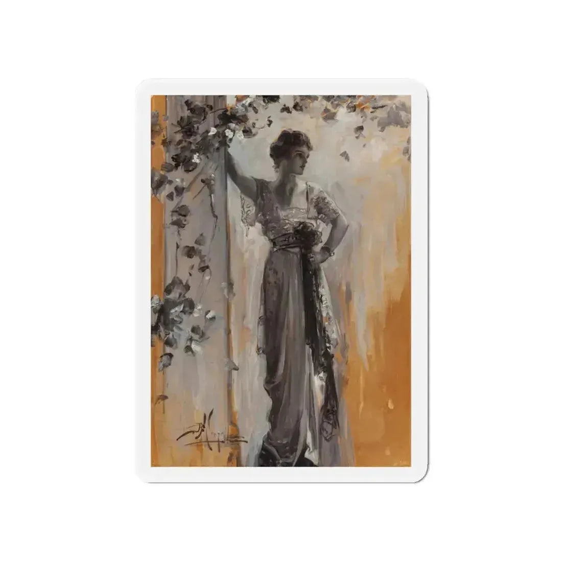 Repose in Garden, Circa 1900 (Magazine Illustration) Refrigerator Magnet 4 Inch Die-Cut - The Sticker Space