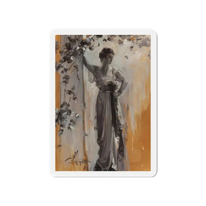 Repose in Garden, Circa 1900 (Magazine Illustration) Refrigerator Magnet 4 Inch Die-Cut - The Sticker Space
