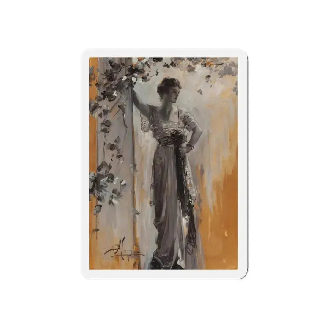 Repose in Garden, Circa 1900 (Magazine Illustration) Refrigerator Magnet 5 Inch Die-Cut - The Sticker Space
