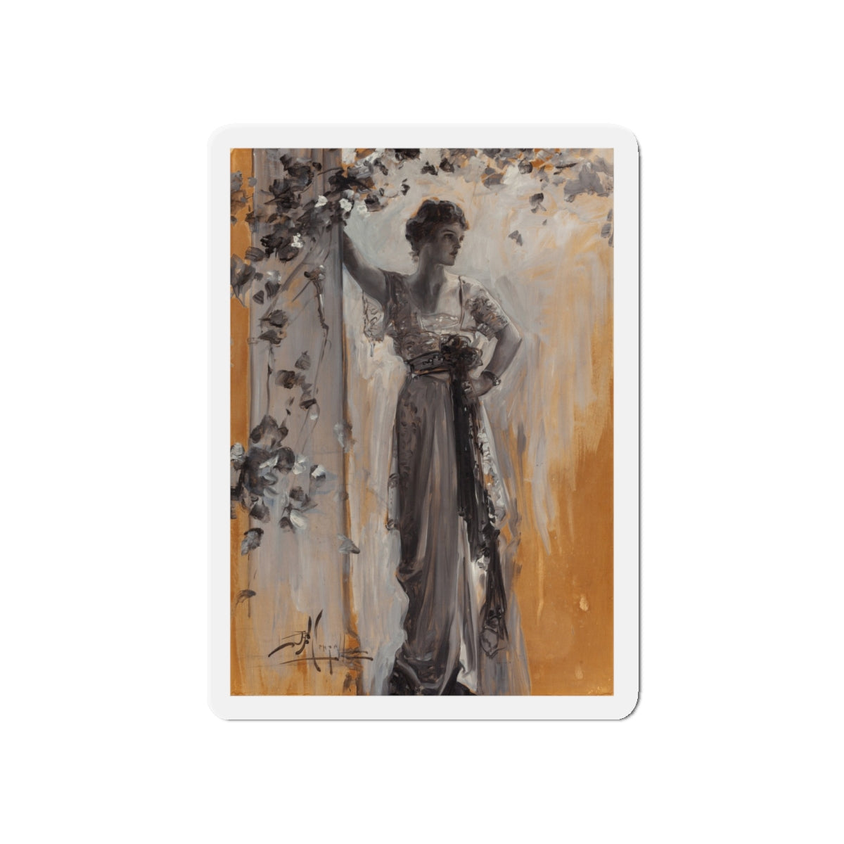 Repose in Garden, Circa 1900 (Magazine Illustration) Refrigerator Magnet-5" x 5"-The Sticker Space