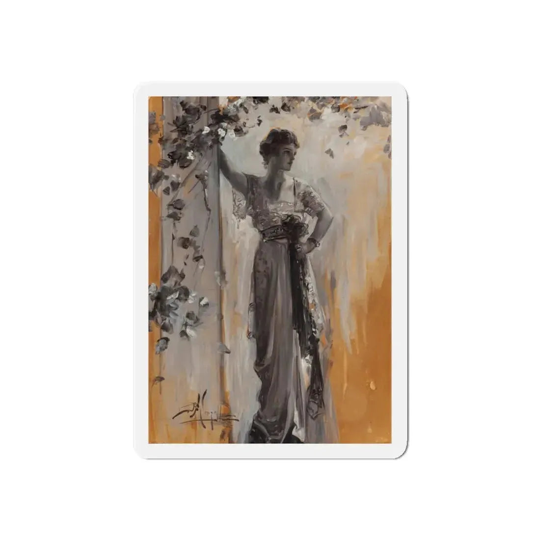 Repose in Garden, Circa 1900 (Magazine Illustration) Refrigerator Magnet - The Sticker Space