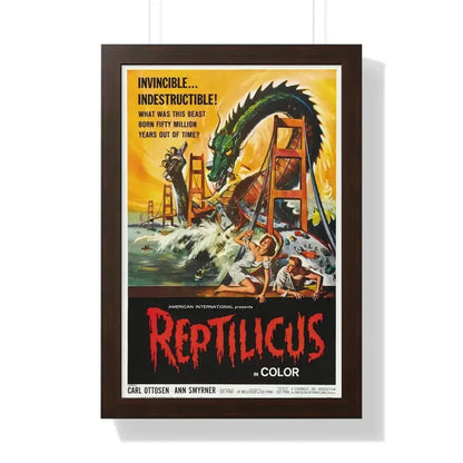 REPTILICUS 1961 - Framed Movie Poster 16″ x 24″ Walnut - The Sticker Space
