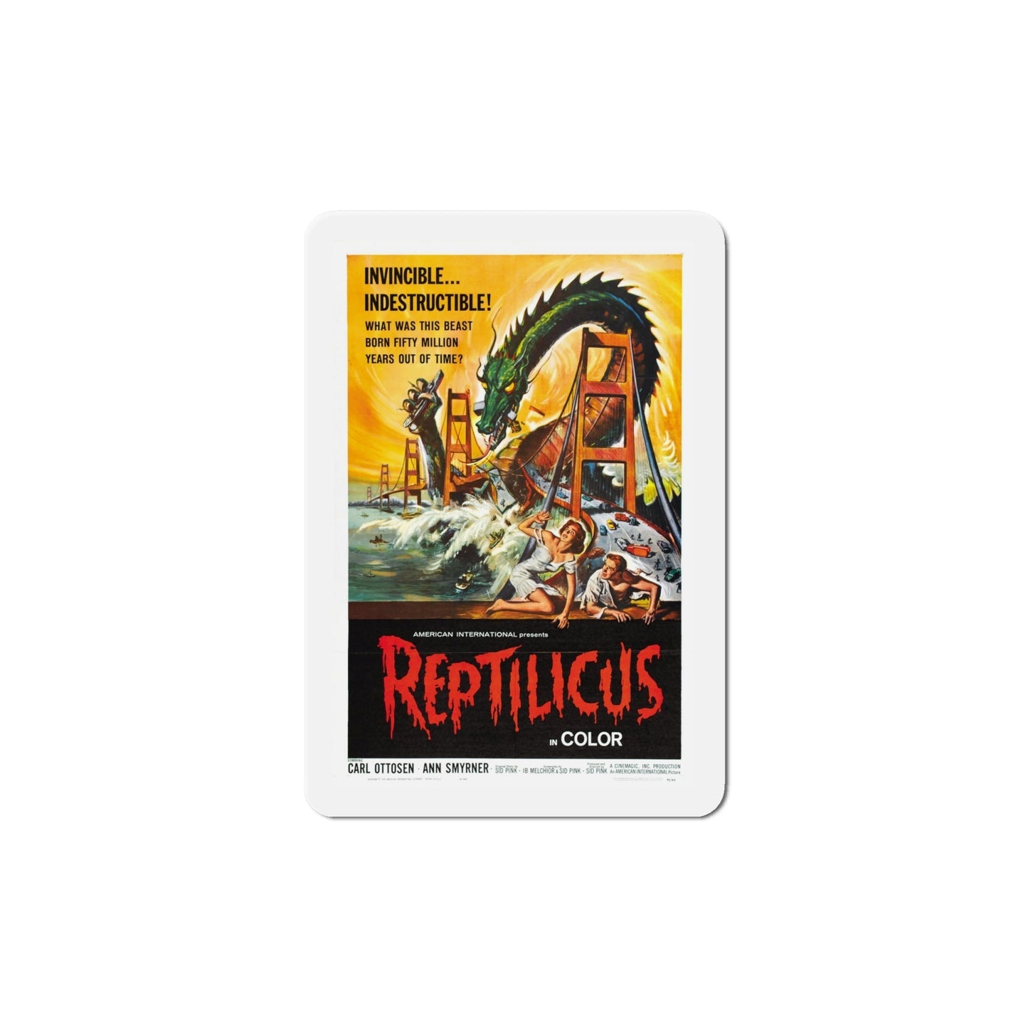 Reptilicus 1961 Movie Poster Die-Cut Magnet-6 Inch-The Sticker Space