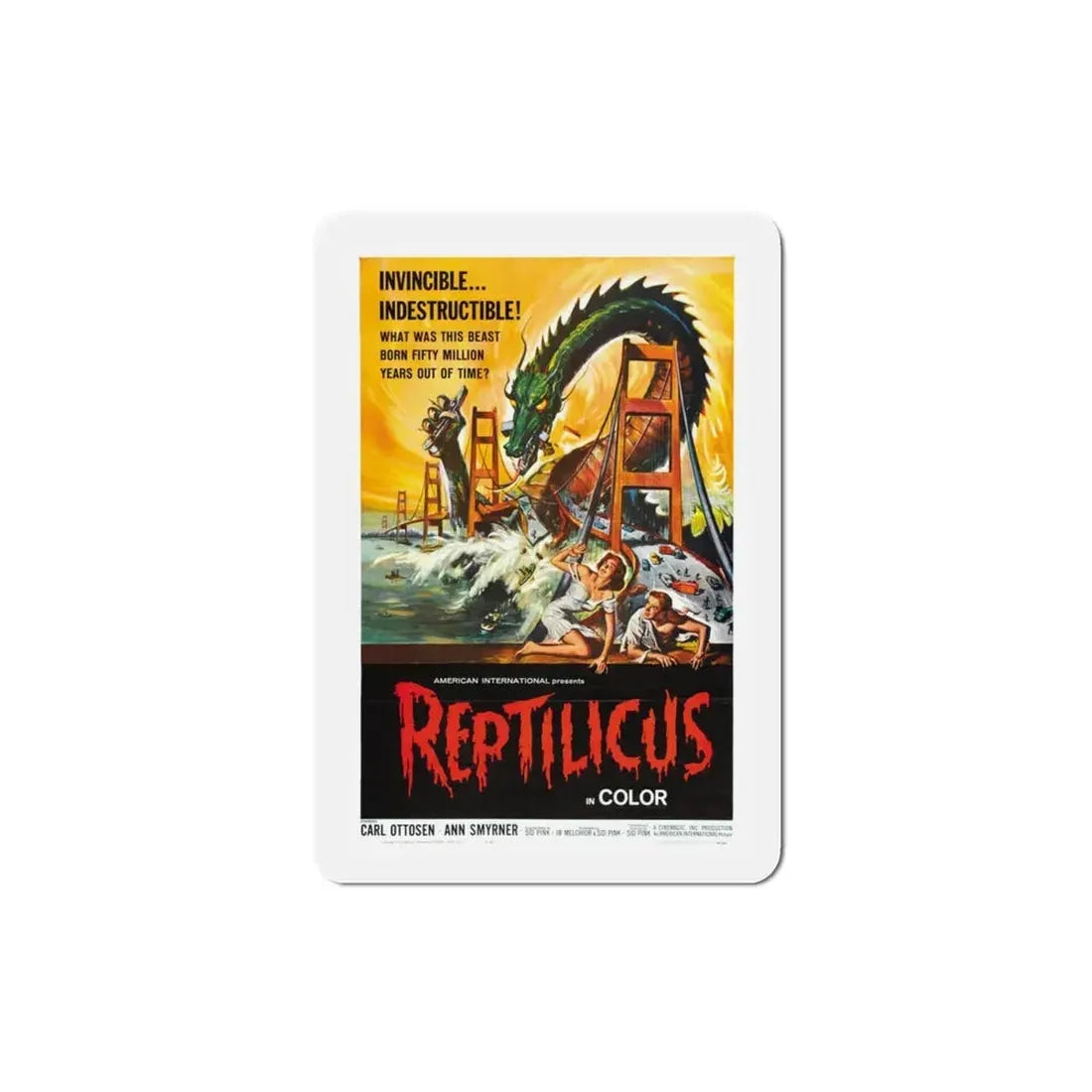 Reptilicus 1961 Movie Poster Refrigerator Magnet 3 Inch - The Sticker Space
