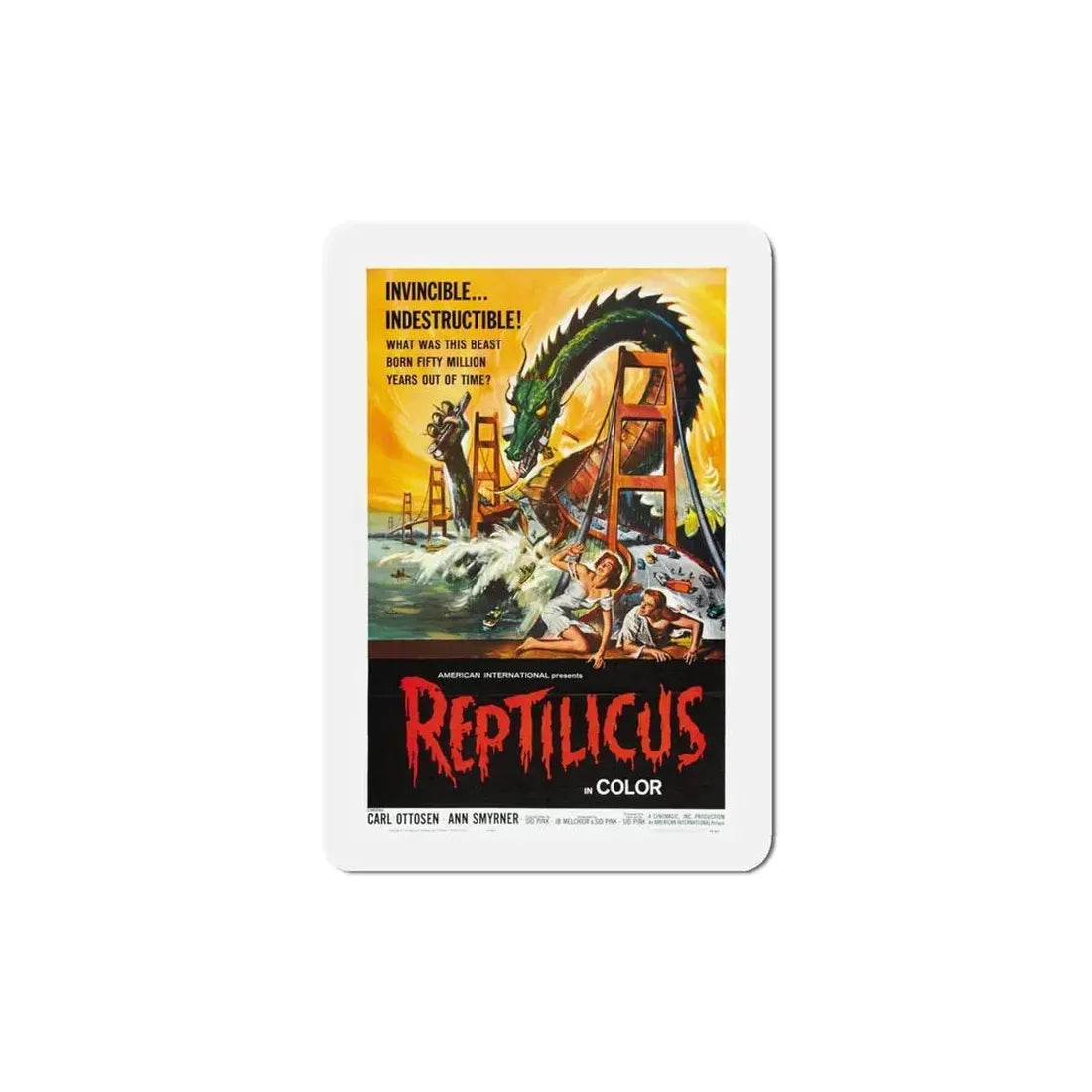 Reptilicus 1961 Movie Poster Refrigerator Magnet 5 Inch - The Sticker Space
