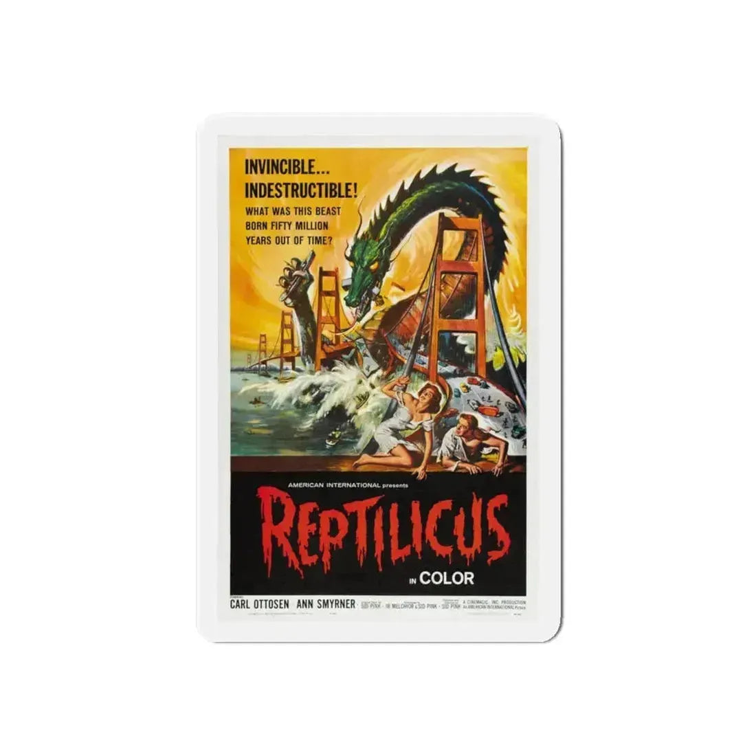 REPTILICUS 1961 Movie Poster - Refrigerator Magnet 6 Inch Die-Cut - The Sticker Space