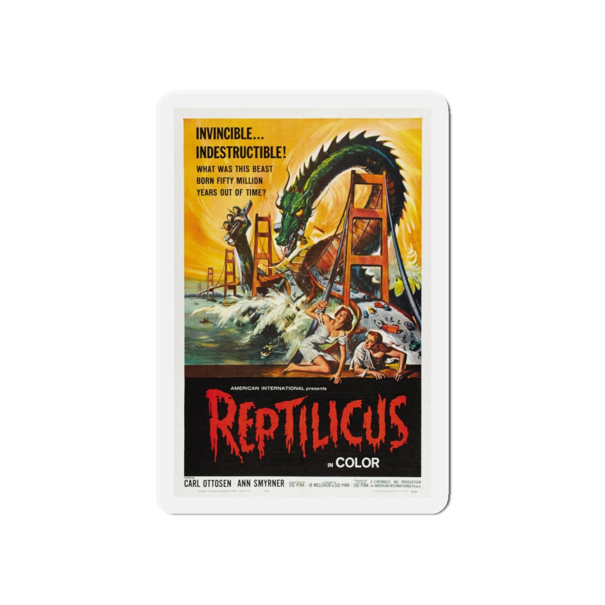 REPTILICUS 1961 Movie Poster - Refrigerator Magnet-6" × 6"-The Sticker Space