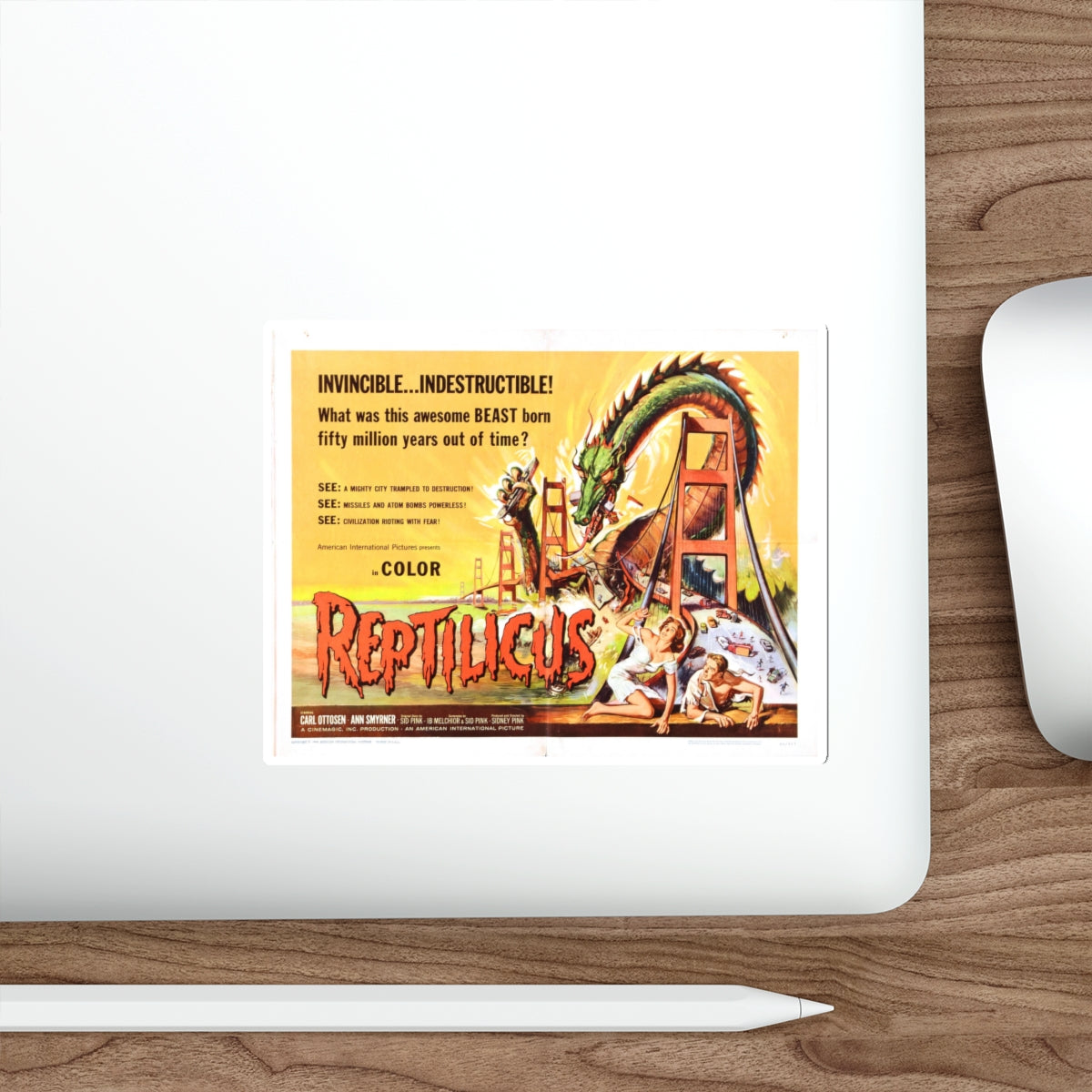 REPTILICUS (2) 1961 Movie Poster STICKER Vinyl Die-Cut Decal-The Sticker Space