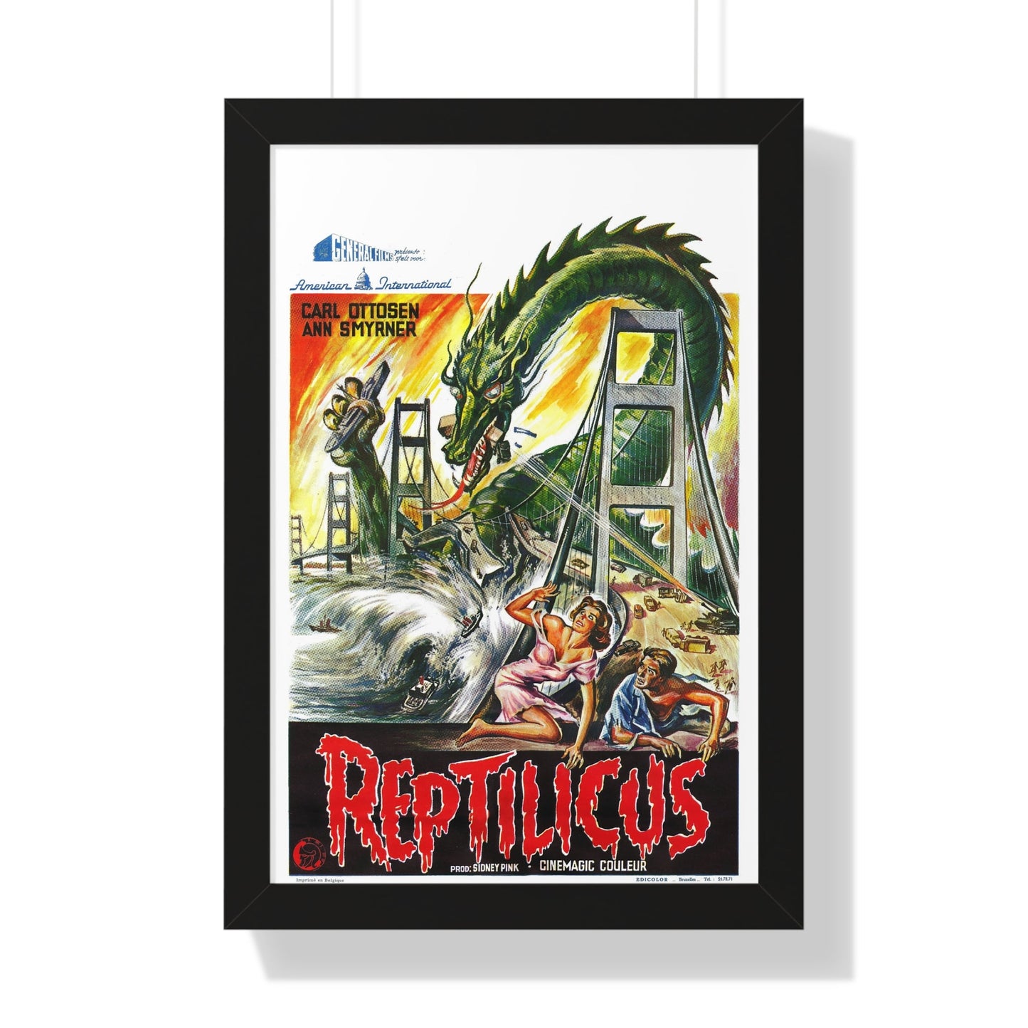 REPTILICUS (BELGIAN) 1961 - Framed Movie Poster-16″ x 24″-The Sticker Space