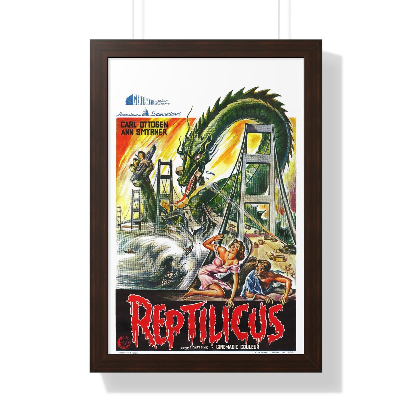 REPTILICUS (BELGIAN) 1961 - Framed Movie Poster-16″ x 24″-The Sticker Space